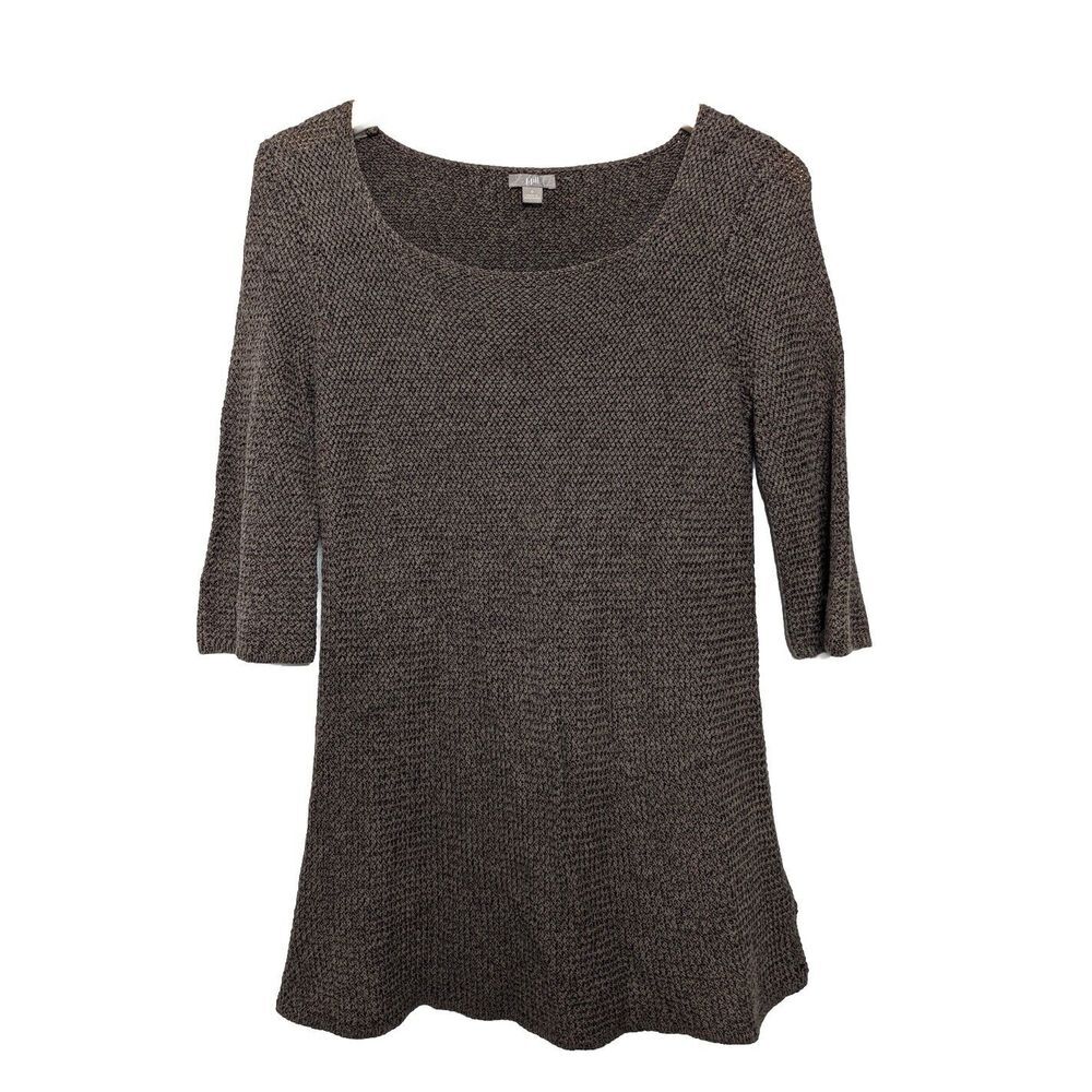 J Jill Top Womens Small Gray Long Sleeve Tunic Longline Top Lagenlook Neutral